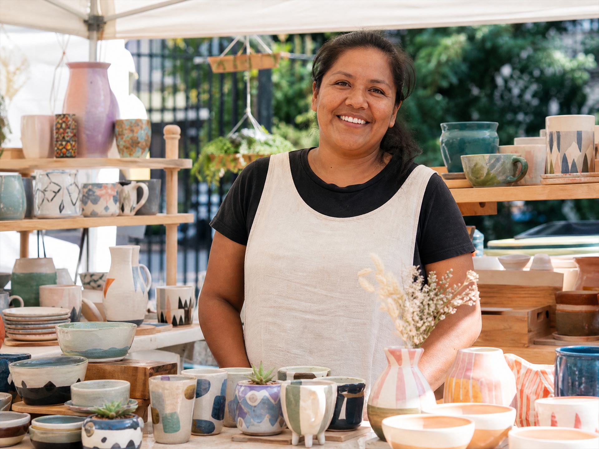 A small business vendor at a community market
